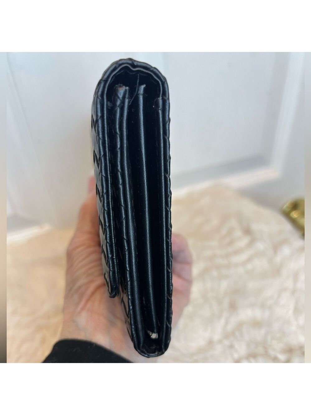 UU BLACK WEAVE FAUX LEATHER CLUTCH WALLET - Picture 10 of 15